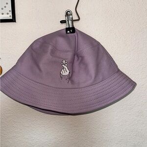 Purple Bucket Hat with Embroidered Design